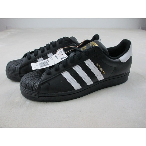 NEW Adidas Superstar Shoes Mens 10 Black White EG4959 Trefoil Sneakers 01 - Picture 4 of 13